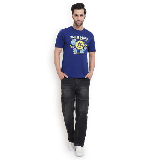 Mentoos Men's Stylish & Comfy Printed T-Shirt - Blue