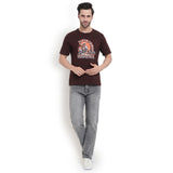 Classic Brown Cotton Printed T-Shirt