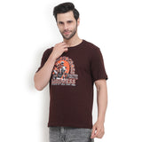 Classic Brown Cotton Printed T-Shirt