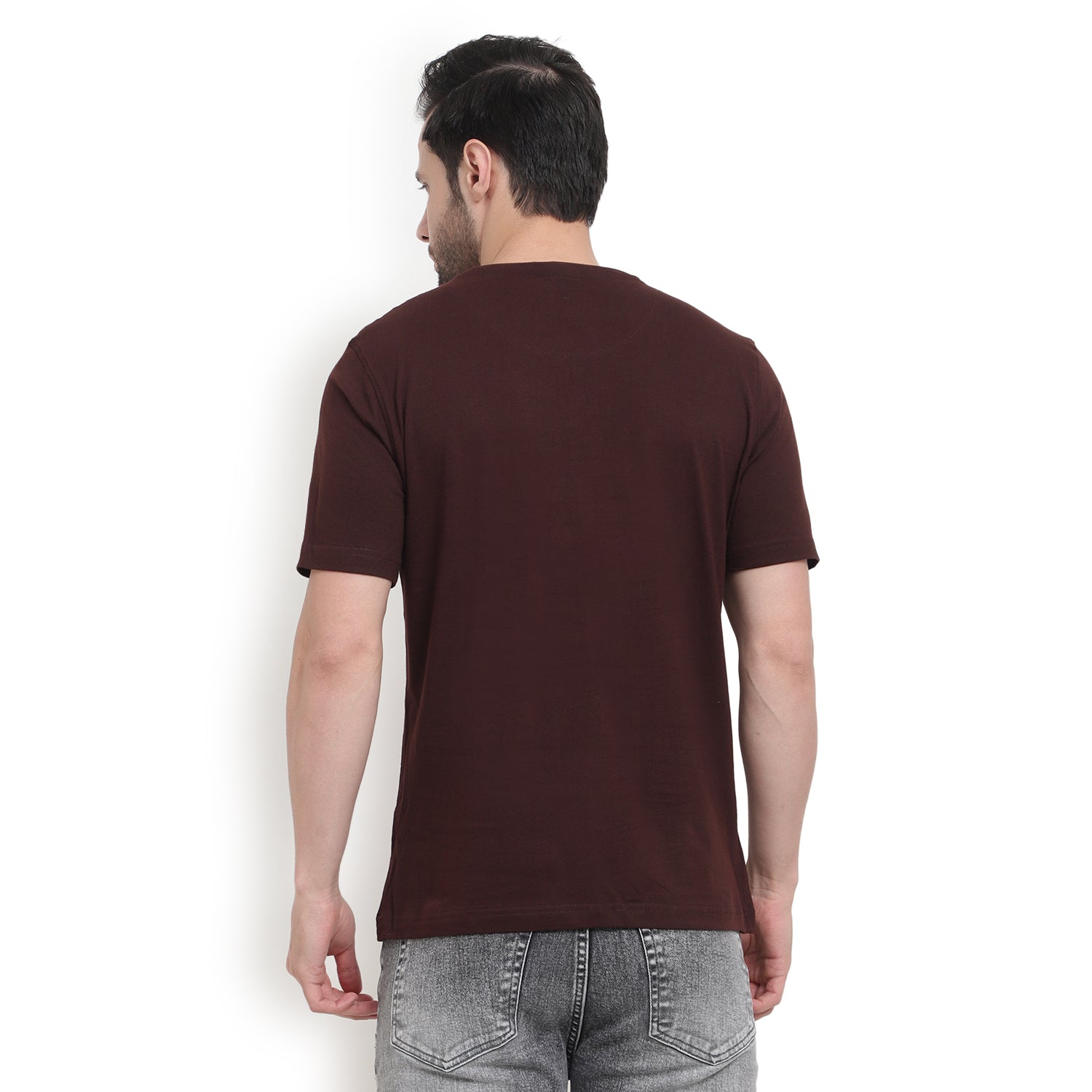 Classic Brown Cotton Printed T-Shirt