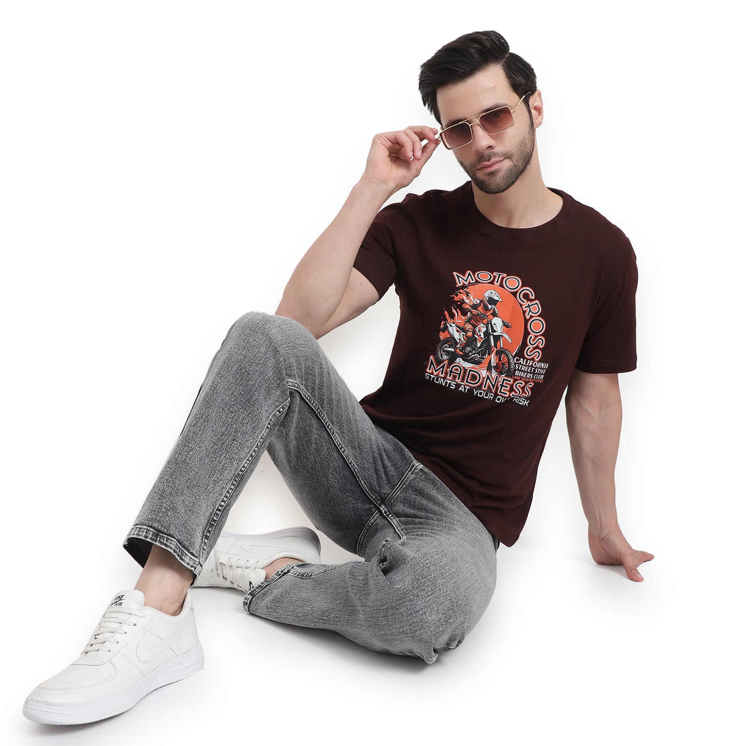 Classic Brown Cotton Printed T-Shirt