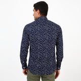 Mentoos Men's Blue Printed Cotton Casual Shirt - Regular Fit