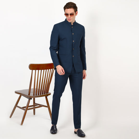 Awadhshree Rama Blue Jodhpuri  Bandgala Suit.