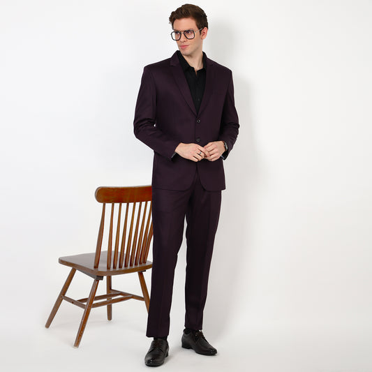 Mentoos Single Breasted Two Piece Suit - Wine