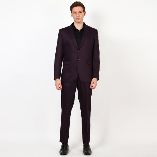 Mentoos Single Breasted Two Piece Suit - Wine