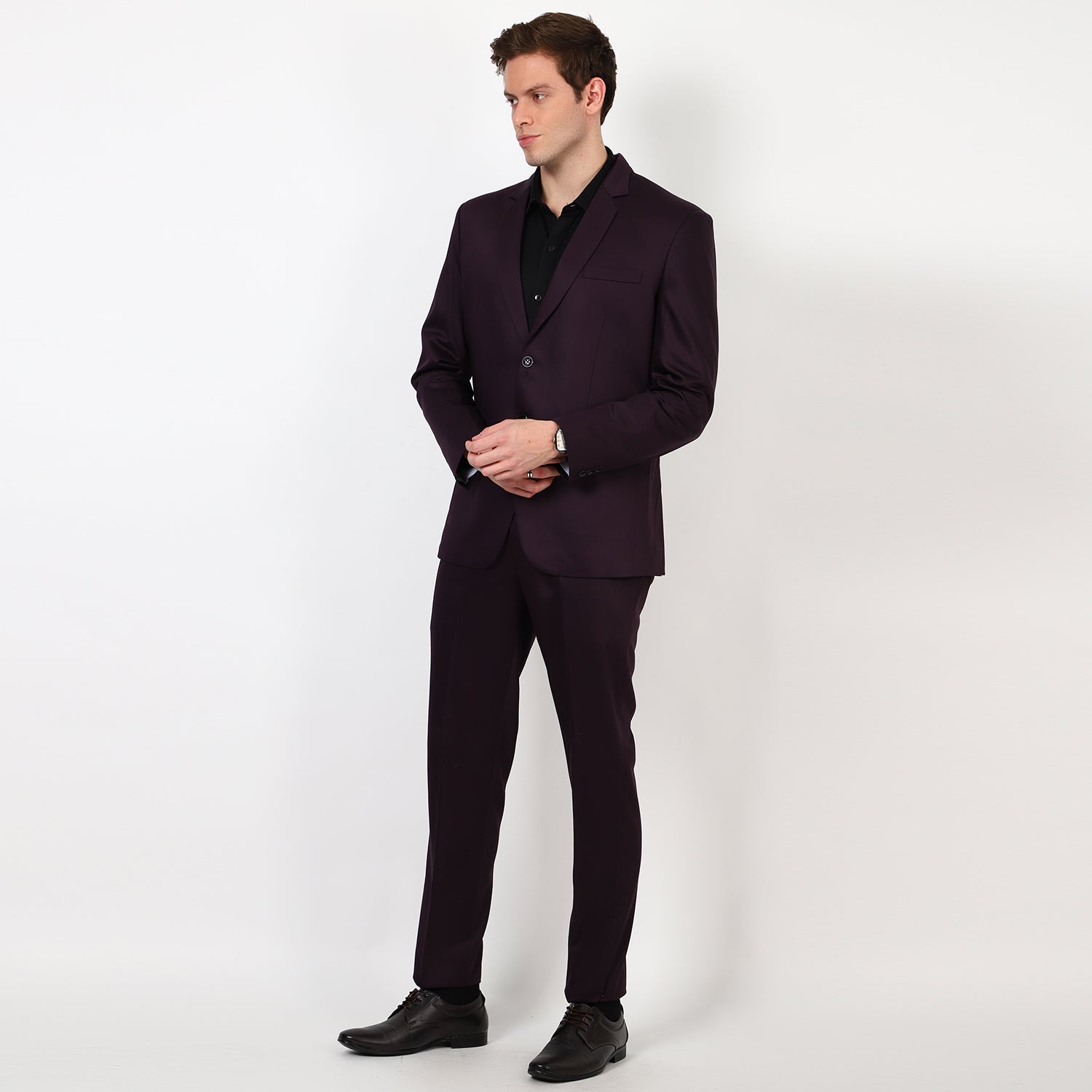 Mentoos Single Breasted Two Piece Suit - Wine