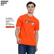 Mentoos Men's Orange Cotton Printed Round Neck Half Sleeves T-Shirt