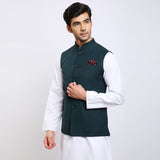 Awadhshree Men's Bottle Green Terry Rayon Nehru Jacket