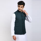 Awadhshree Men's Bottle Green Terry Rayon Nehru Jacket