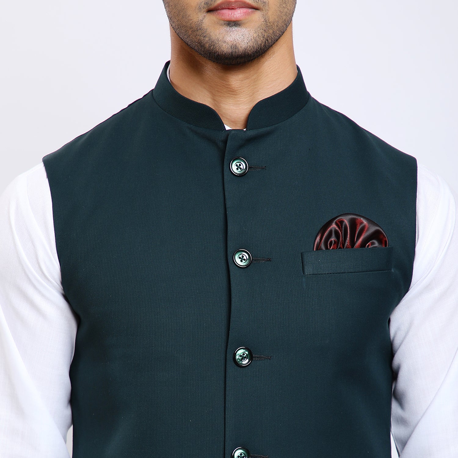 Awadhshree Men's Bottle Green Terry Rayon Nehru Jacket