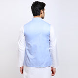 Awadhshree Men's Light Blue Terry Rayon Nehru Jacket