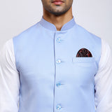 Awadhshree Men's Light Blue Terry Rayon Nehru Jacket