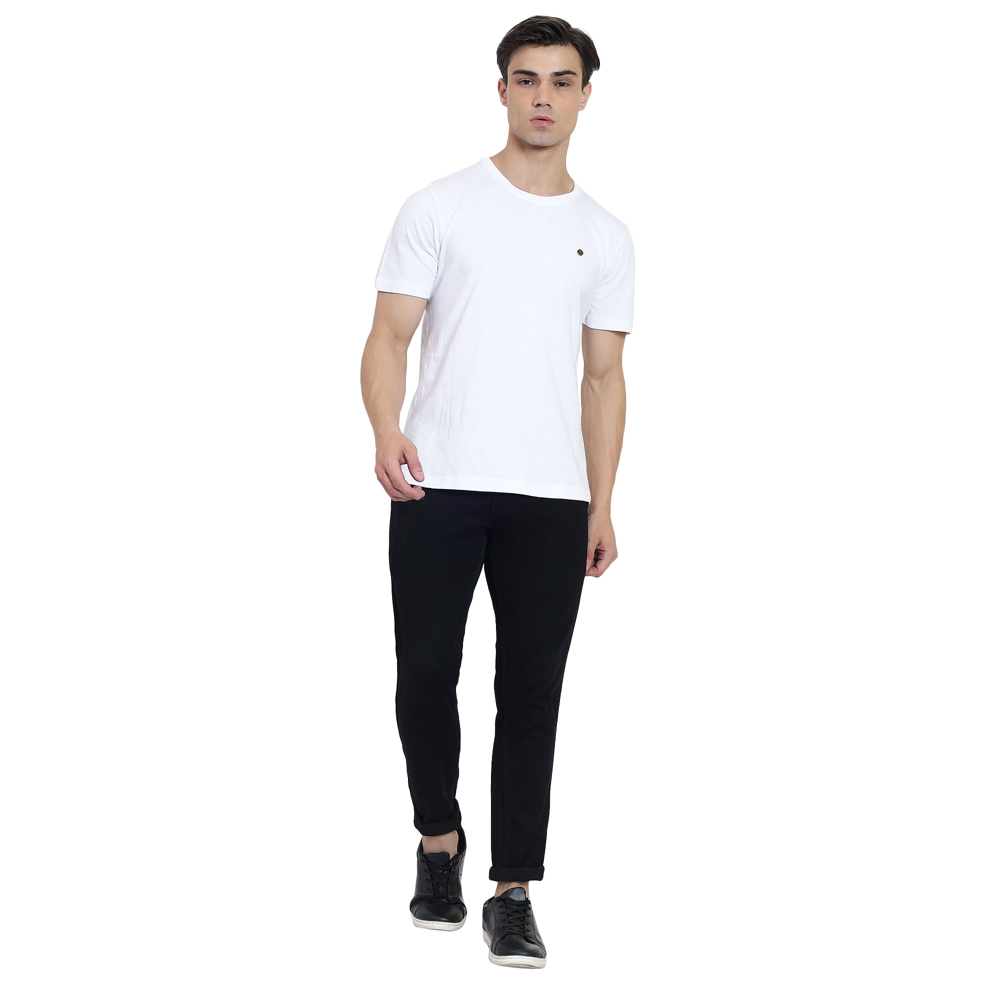 Mentoos Men's Cotton Solid Round Neck Half Sleeves T-shirt