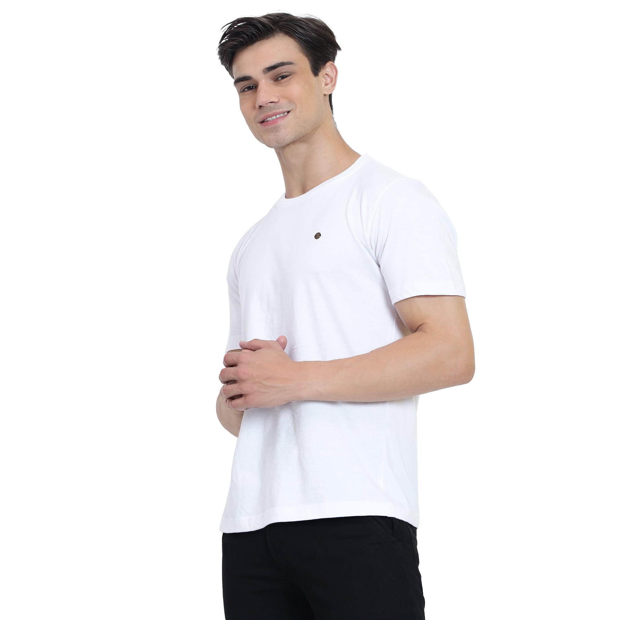 Mentoos Men's Cotton Solid Round Neck Half Sleeves T-shirt