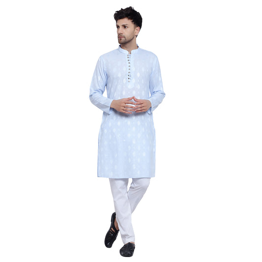 Awadhshree Men's Light Blue Cotton Blend Kurta Pajama Set - Elegant Ethnic Wear for All Occasions