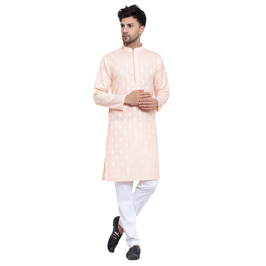 Awadhshree Men's Peach Cotton Blend Kurta Pajama Set - Elegant Ethnic Wear For All Occasions