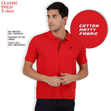 Mentoos Men Poly Cotton Solid Regular Fit Collar Neck Half Sleeves Polo T-Shirt Red