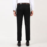 Flat front Solid slim fit trousers Black