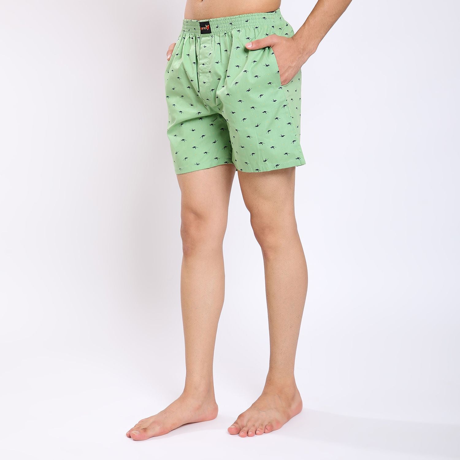 Mentoos Cotton Printed Boxers Shorts for Men Pista Green Mentoos