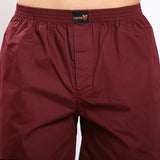 Mentoos Cotton Solid Boxers Shorts for Men Wine Mentoos