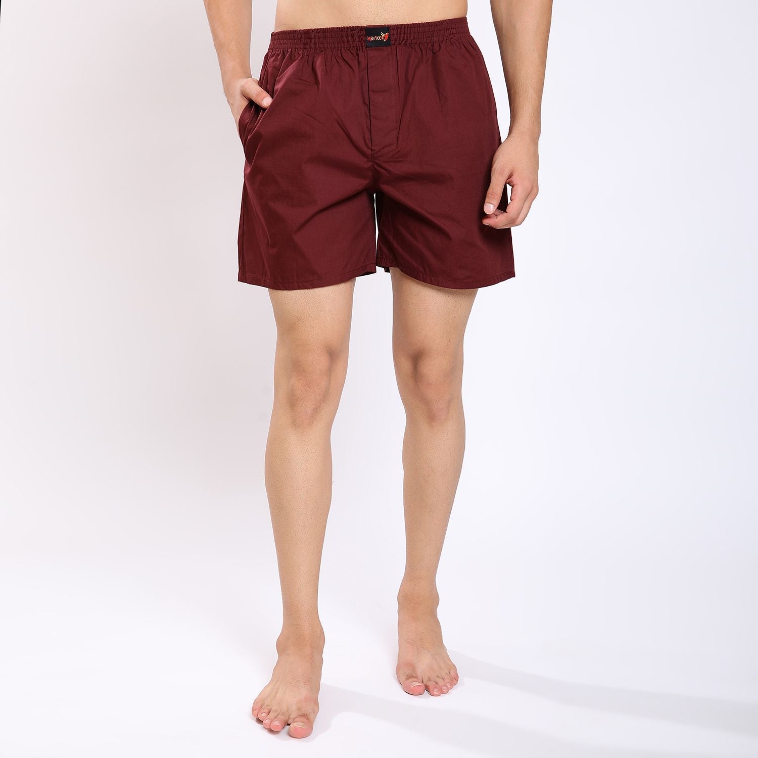 Mentoos Cotton Solid Boxers Shorts for Men Wine Mentoos