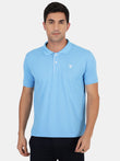 Mentoos Men Poly Cotton Solid Regular Fit Collar Neck Half Sleeves Polo T-Shirt Light Blue Mentoos
