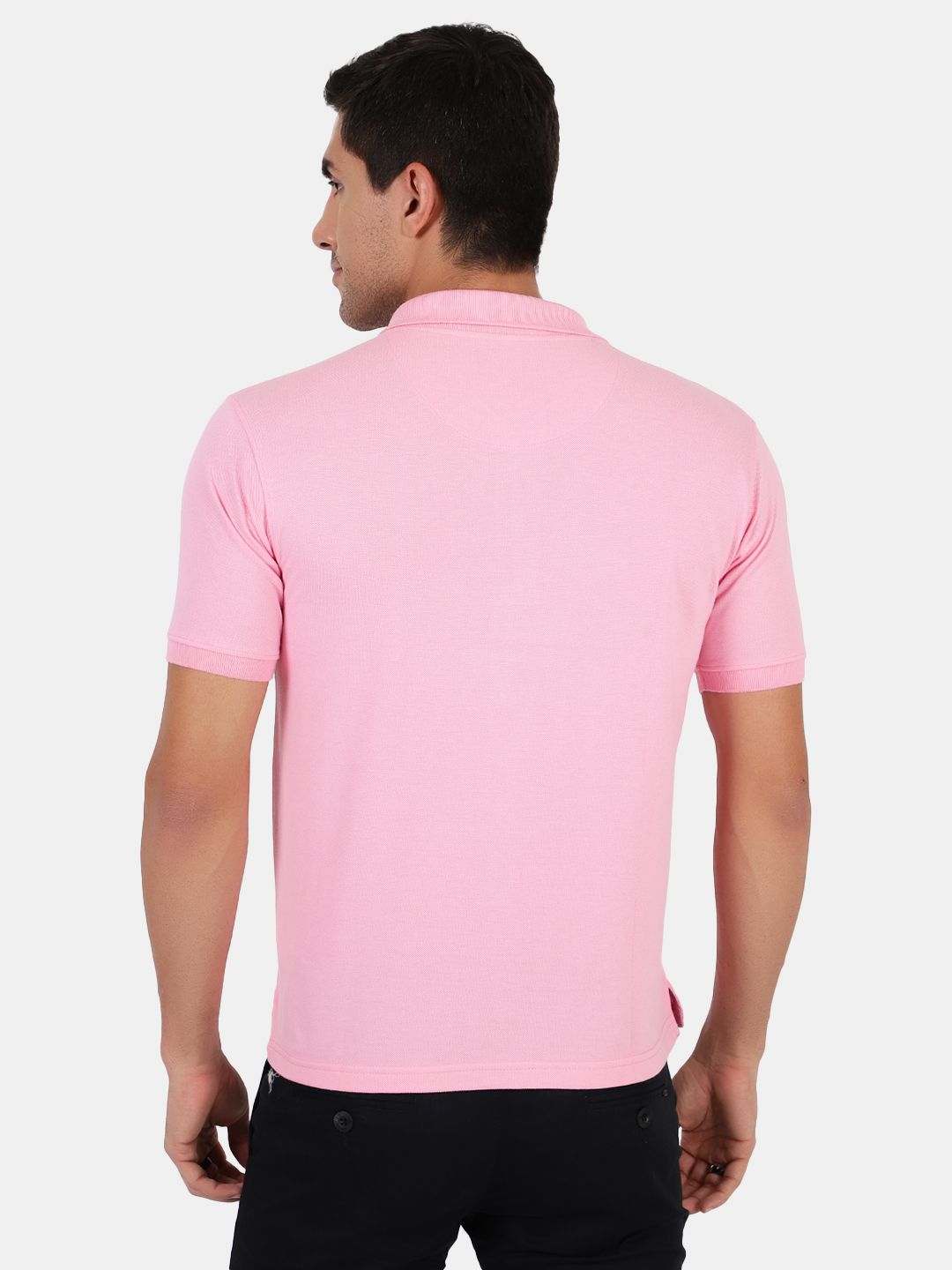Mentoos Men Poly Cotton Solid Regular Fit Collar Neck Half Sleeves Polo T-Shirt Pink Mentoos