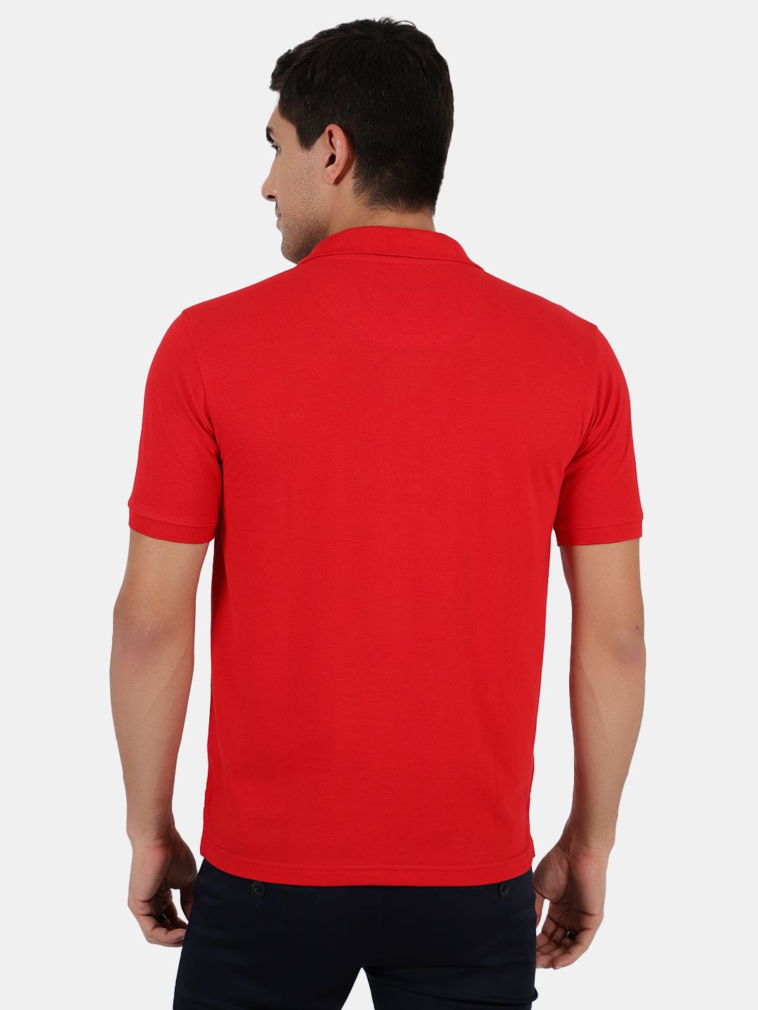 Mentoos Men Poly Cotton Solid Regular Fit Collar Neck Half Sleeves Polo T-Shirt Red Mentoos