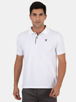 Mentoos Men Poly Cotton Solid Regular Fit Collar Neck Half Sleeves Polo T-Shirt White Mentoos