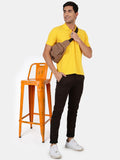 Mentoos Men Poly Cotton Solid Regular Fit Collar Neck Half Sleeves Polo T-Shirt Yellow Mentoos