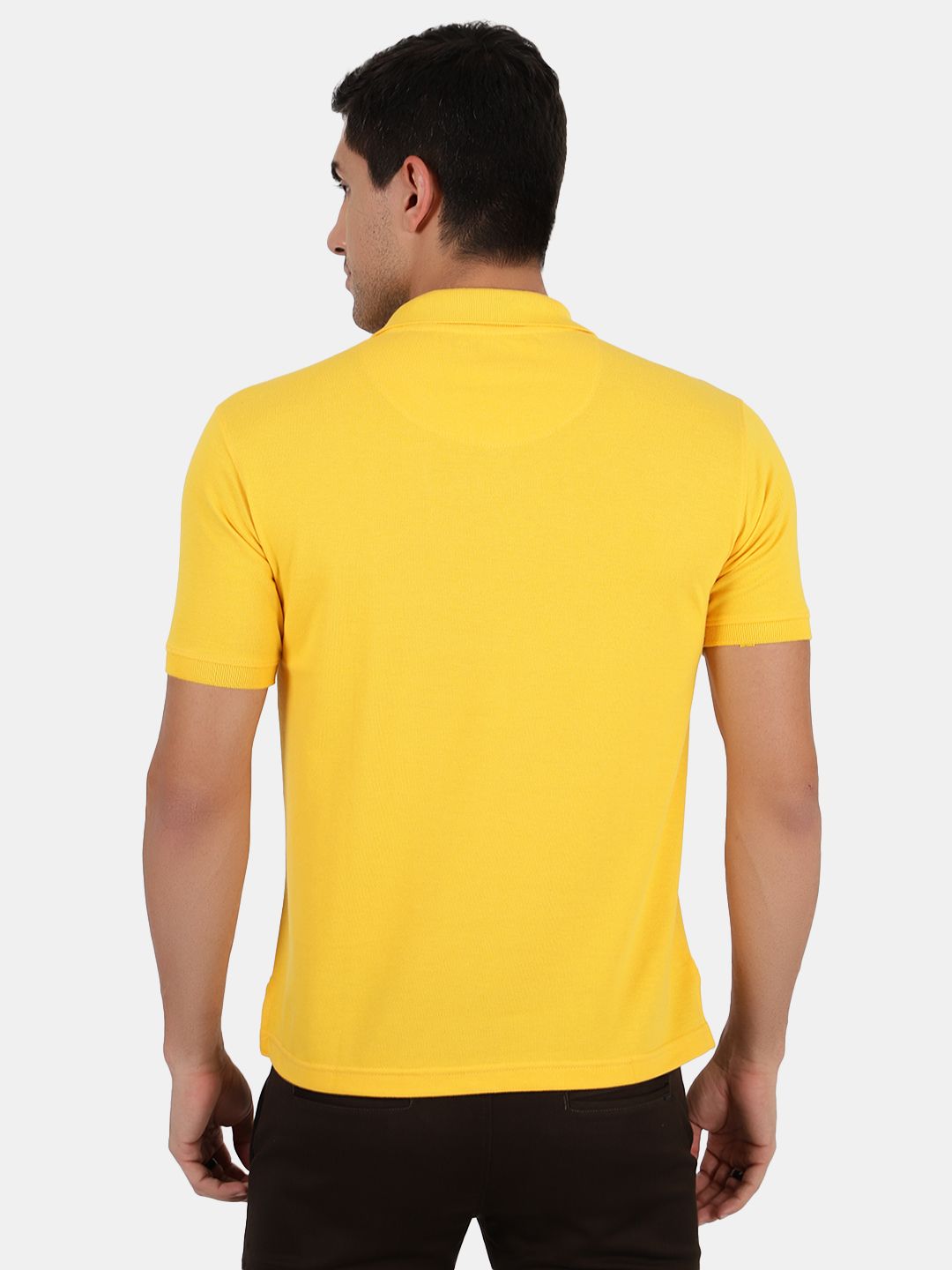 Mentoos Men Poly Cotton Solid Regular Fit Collar Neck Half Sleeves Polo T-Shirt Yellow Mentoos