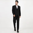 Mentoos Men Poly Viscose Solid Stylish Peak Collar Three Piece Suit Slim Fit for Wedding Black Mentoos