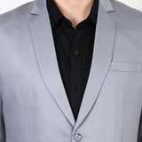 Mentoos Men Poly Viscose Solid Stylish Single Breasted Two-Piece Suit Grey Mentoos