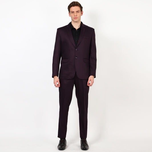 Mentoos Men Poly Viscose Solid Stylish Single Breasted Two-Piece Suit Purple Mentoos