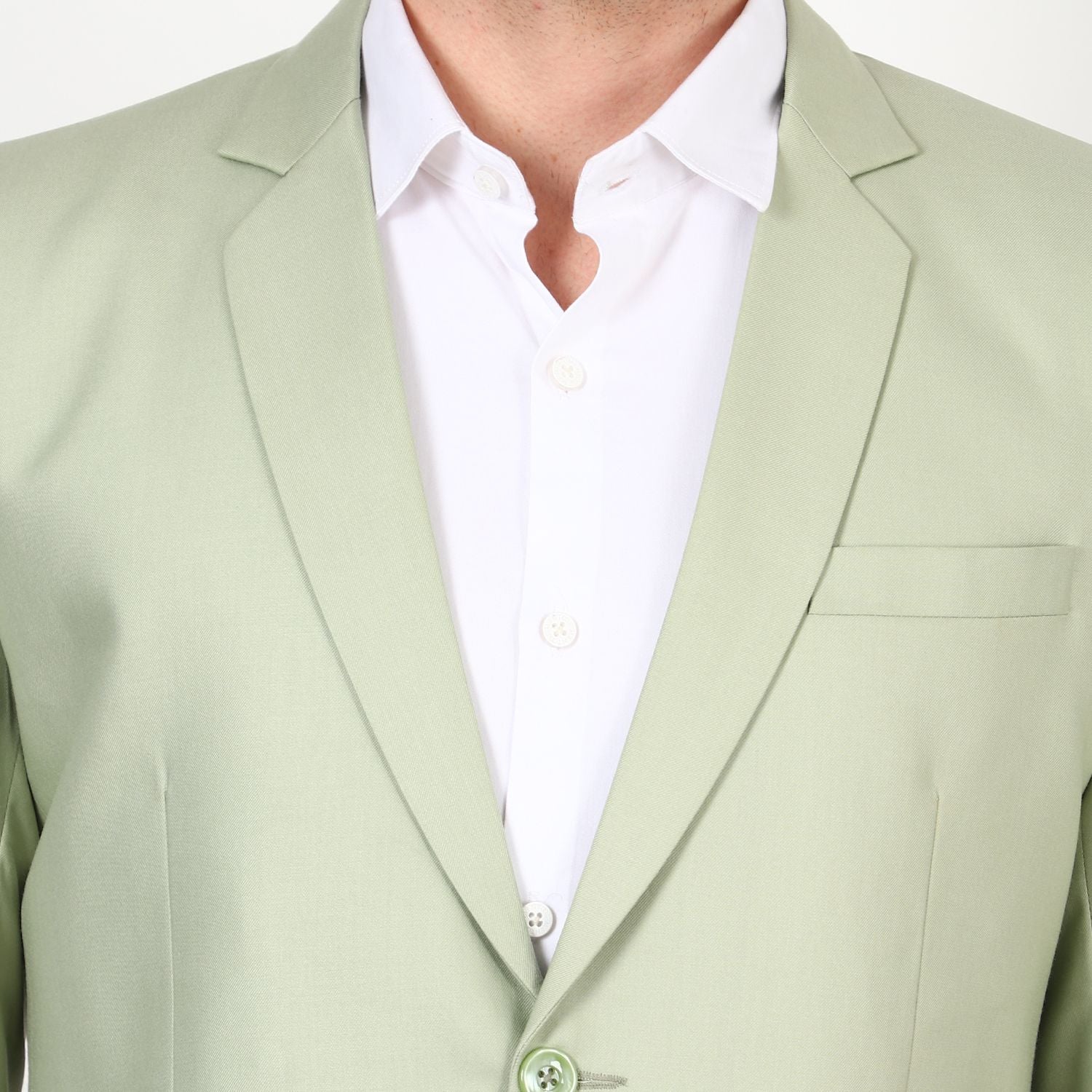 Mentoos Men TR Solid Notched Collar Single Breasted Regular Slim Fit Blazer PISTA GREEN Mentoos