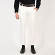 Flat front Solid slim fit trousers White