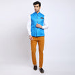 Awadhshree Jute Nehru Jacket Blue