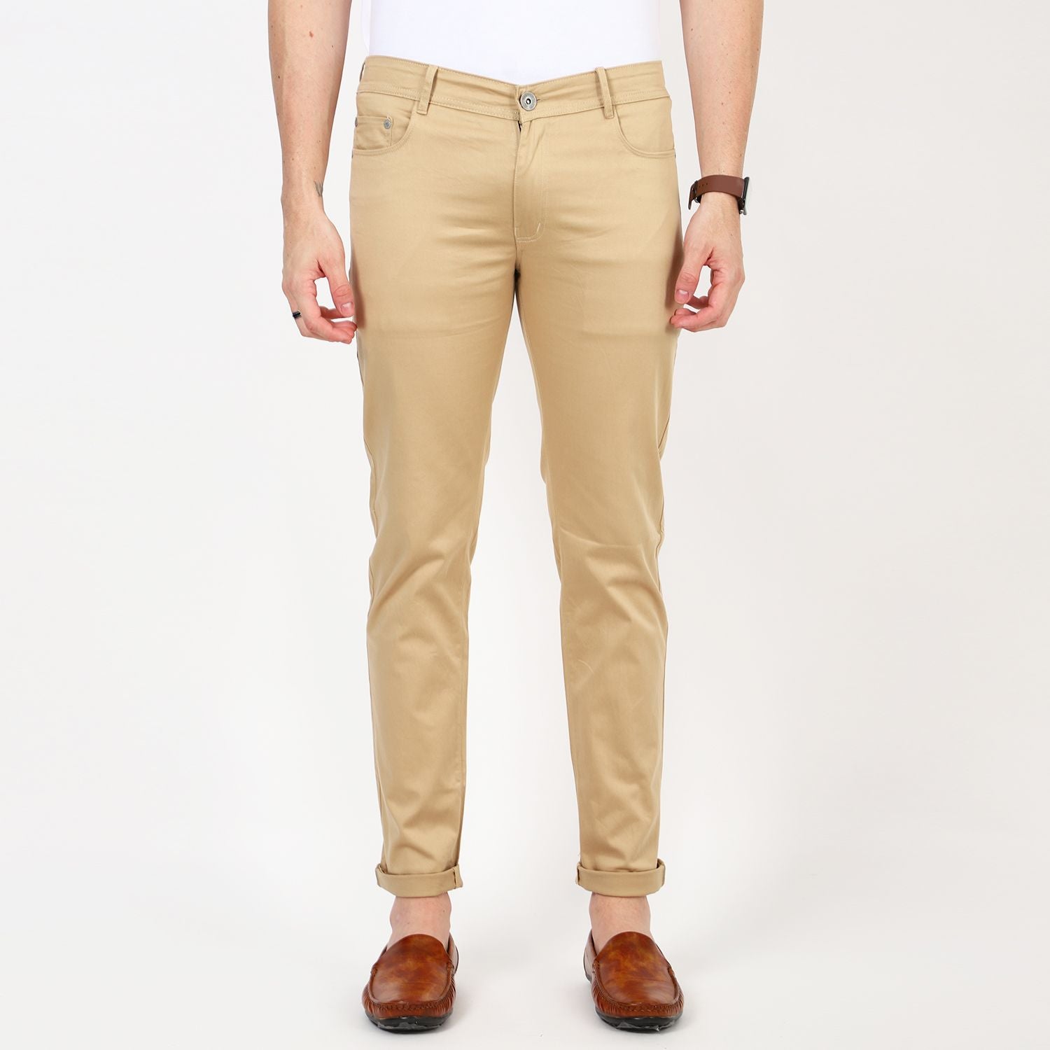 Slim fit flat front trouser Beige