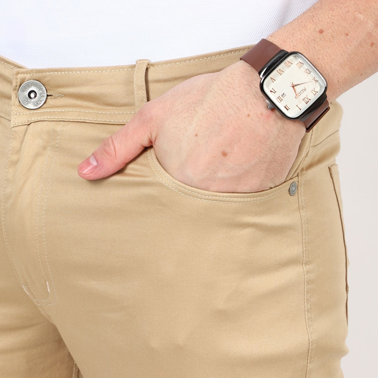 Slim fit flat front trouser_Beige