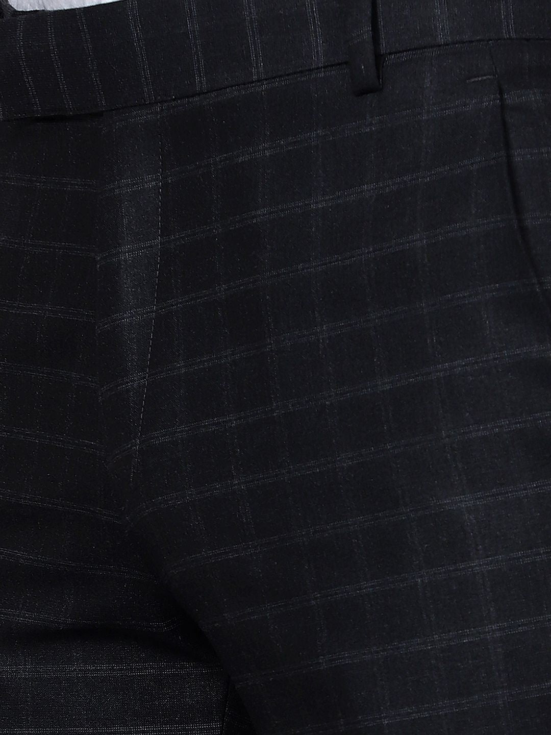 Checkered  slim fit trousers Black