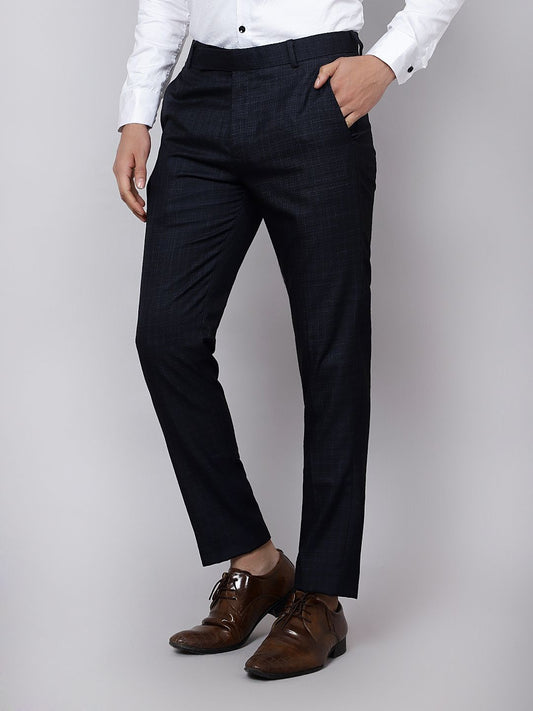 Checkered  slim fit trousers Blue