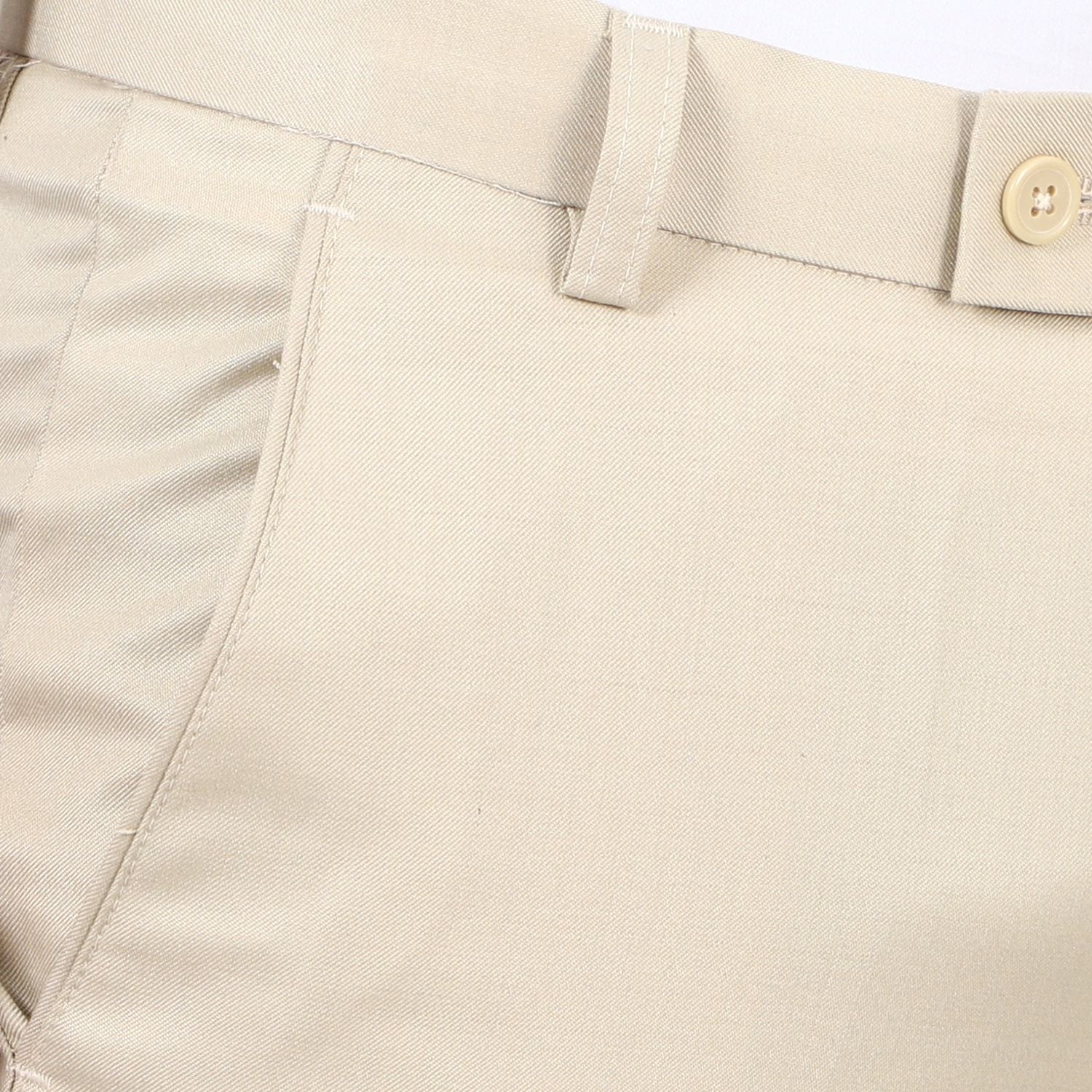 Flat front Solid slim fit trousers Cream