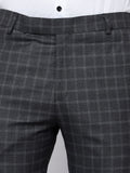 Checkered  slim fit trousers Dark Grey