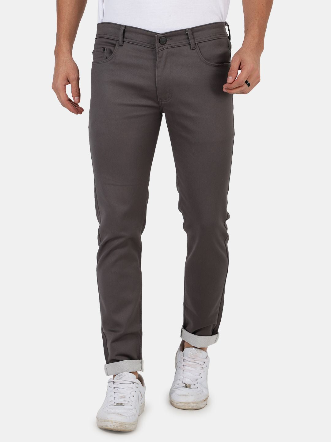 Slim fit flat front trouser_Grey