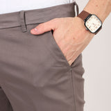 Slim fit flat front chinos__Grey