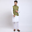 Awadhshree solid nehru jacket Green