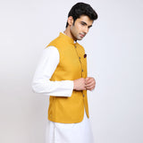 Awadhshree solid nehru jacket Mustard