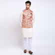 Awadhshree Satin Printed Nehru Jacket Orange