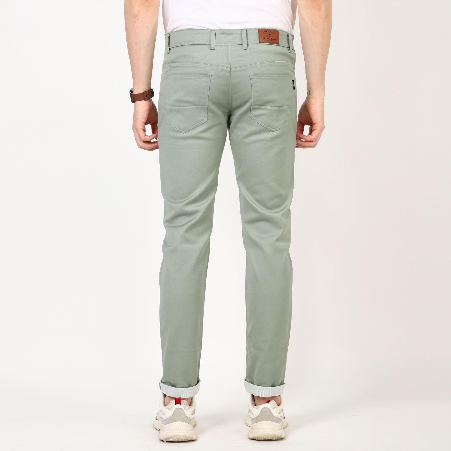 Slim fit flat front trouser Olive Green
