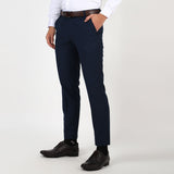 Flat front Solid slim fit trousers Royal Blue
